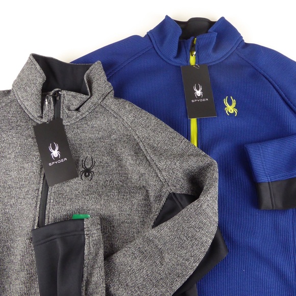 Spyder Outbound Pullover 1/2 Zip Sweater Fleece Lined Midweight NWT Bundle of 2